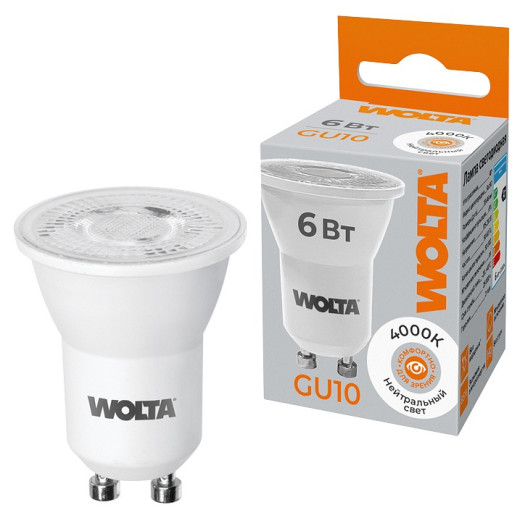 Лампа светодиодная Wolta  GU10 6Вт 4000K WSTD-JCDR-MR11-6W4KGU10-L