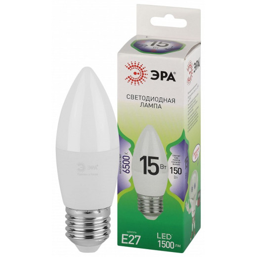 Лампа светодиодная Эра Green Line E27 15Вт 6500K LED B35-15W-865-E27 GL