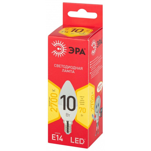 Лампа светодиодная Эра  E14 10Вт 2700K LED B35-10W-827-E14 R