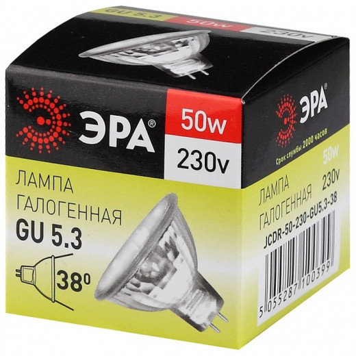 Лампа галогеновая Эра  GU5.3 50Вт 3000K GU5.3-JCDR (MR16) -50W-230V-CL