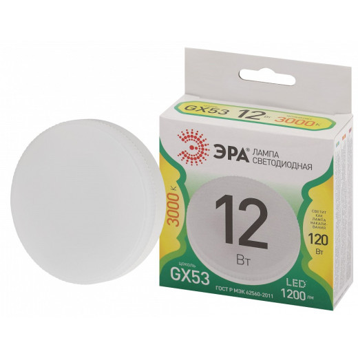 Лампа светодиодная Эра Green Line GX53 12Вт 3000K LED GX-12W-830-GX53 GL
