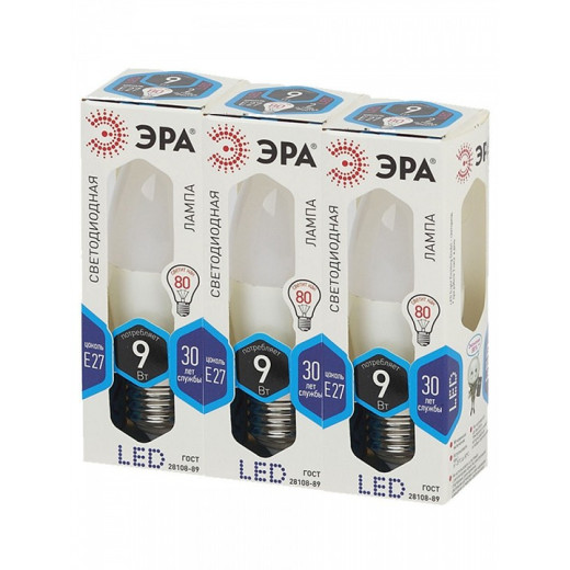 Лампа светодиодная Эра Стандарт E27 9Вт 4000K LED B35-9W-840-E27