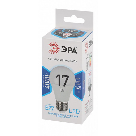 Лампа светодиодная Эра Стандарт E27 17Вт 4000K LED A60-17W-840-E27