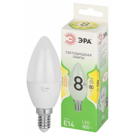 Лампа светодиодная Эра Green Line E14 8Вт 3000K LED B35-8W-830-E14 GL