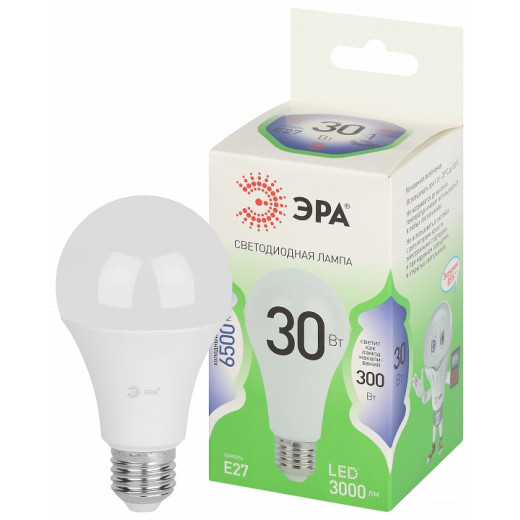 Лампа светодиодная Эра Green Line E27 30Вт 6500K LED A65-30W-865-E27 GL