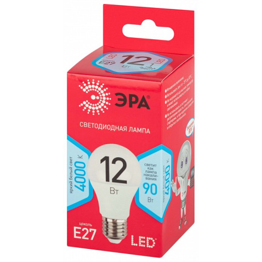 Лампа светодиодная Эра  E27 12Вт 4000K LED A60-12W-840-E27 R