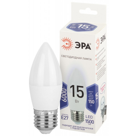 Лампа светодиодная Эра Стандарт E27 15Вт 6500K LED B35-15W-860-E27