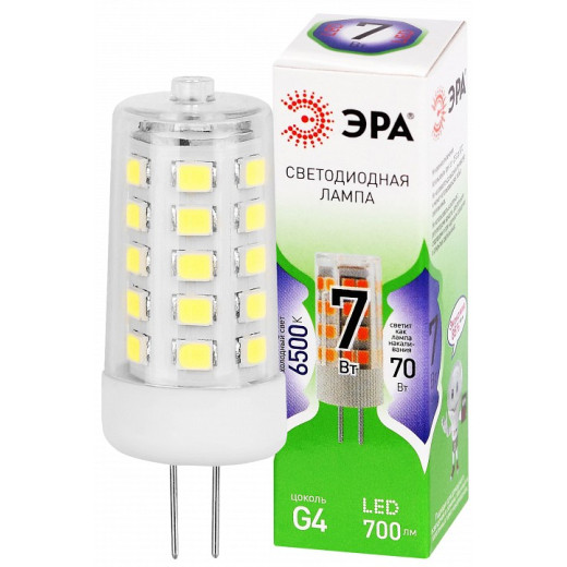 Лампа светодиодная Эра Green Line G4 7Вт 6500K LED G4-JC-7W-865-12V GL