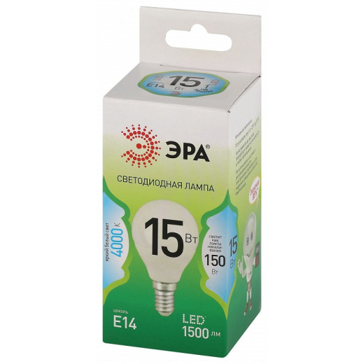 Лампа светодиодная Эра Green Line E14 15Вт 4000K LED P45-15W-840-E14 GL