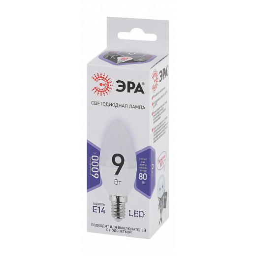 Лампа светодиодная Эра Стандарт E14 9Вт 6000K LED B35-9W-860-E14