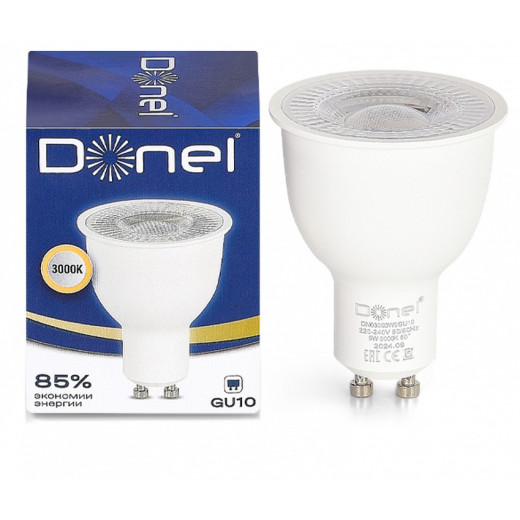 Лампа светодиодная Donel DN03 GU10 9Вт 3000K DN03003W9GU10