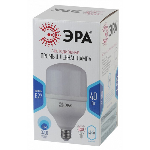 Лампа светодиодная Эра Стандарт E27 40Вт 4000K LED POWER T120-40W-4000-E27
