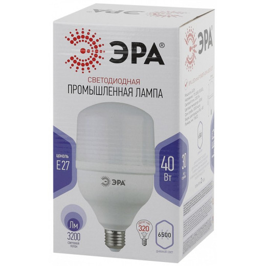 Лампа светодиодная Эра Стандарт E27 40Вт 6500K LED POWER T120-40W-6500-E27