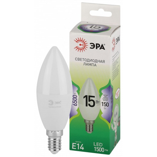Лампа светодиодная Эра Green Line E14 15Вт 6500K LED B35-15W-865-E14 GL