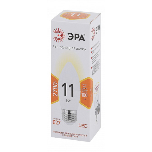Лампа светодиодная Эра Стандарт E27 11Вт 2700K LED B35-11W-827-E27