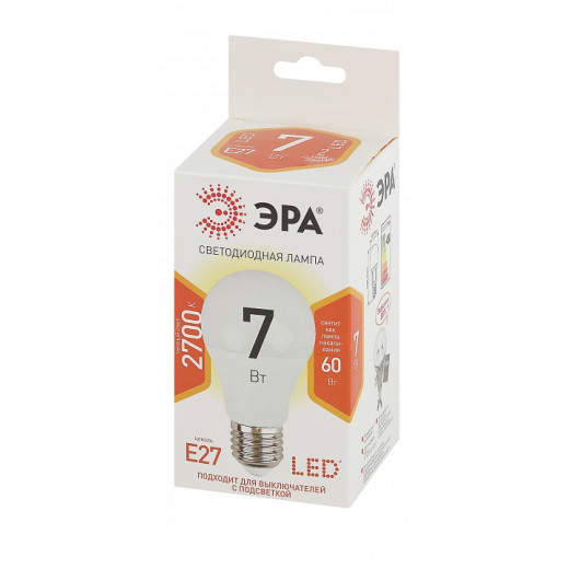 Лампа светодиодная Эра Стандарт E27 7Вт 2700K LED A60-7W-827-E27