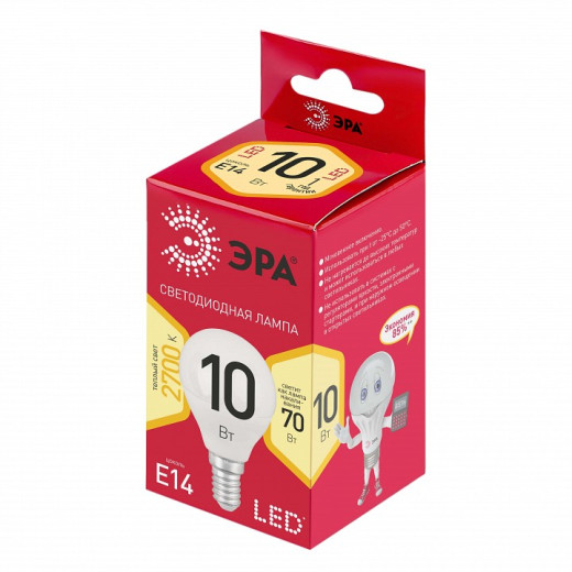 Лампа светодиодная Эра  E14 10Вт 2700K LED P45-10W-827-E14 R