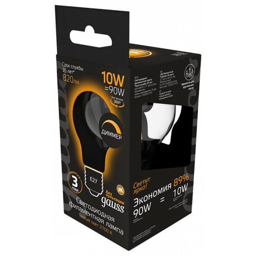 Лампа светодиодная Gauss 1022 E27 10Вт 2700K 102202110-D