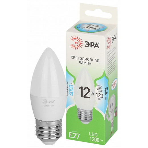 Лампа светодиодная Эра Green Line E27 12Вт 4000K LED B35-12W-840-E27 GL