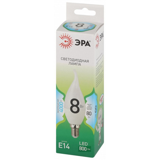 Лампа светодиодная Эра Green Line E14 8Вт 4000K LED BXS-8W-840-E14 GL