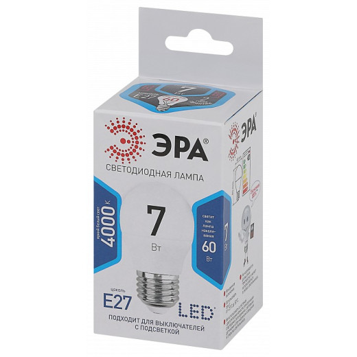 Лампа светодиодная Эра Стандарт E27 7Вт 4000K LED P45-7W-840-E27