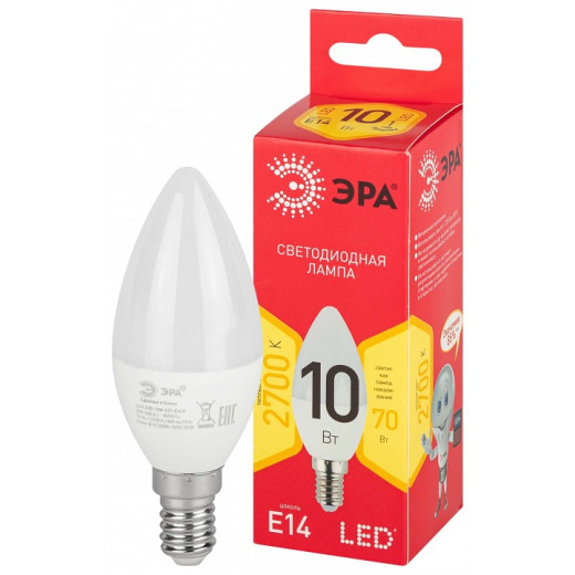 Лампа светодиодная Эра  E14 10Вт 2700K LED B35-10W-827-E14 R