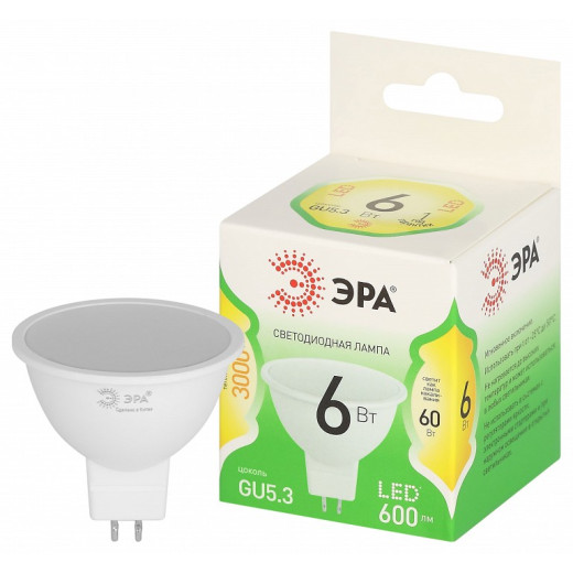 Лампа светодиодная Эра Green Line GU5.3 6Вт 3000K LED MR16-6W-830-GU5.3 GL