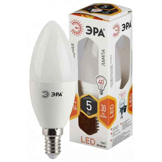 Лампа светодиодная Эра  E14 5Вт 2700K LED B35-5W-827-E14