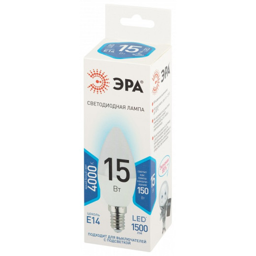 Лампа светодиодная Эра Стандарт E14 15Вт 4000K LED B35-15W-840-E14