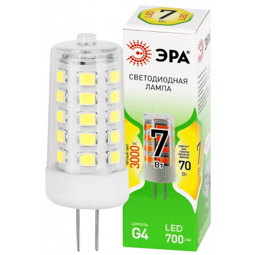 Лампа светодиодная Эра Green Line G4 7Вт 3000K LED G4-JC-7W-830-12V GL