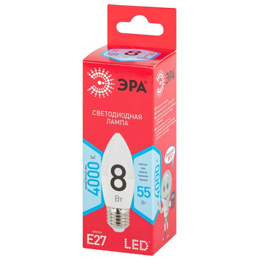 Лампа светодиодная Эра  E27 8Вт 4000K LED B35-8W-840-E27 R