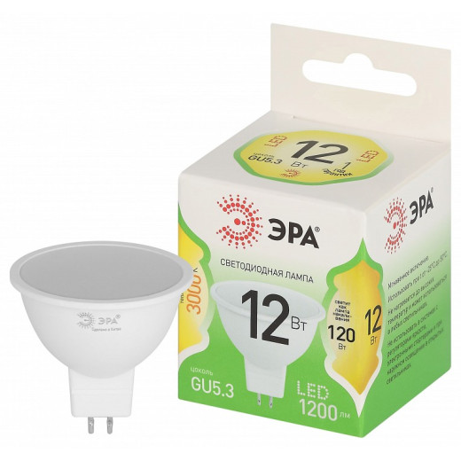 Лампа светодиодная Эра Green Line GU10 12Вт 3000K LED MR16-12W-830-GU10 GL