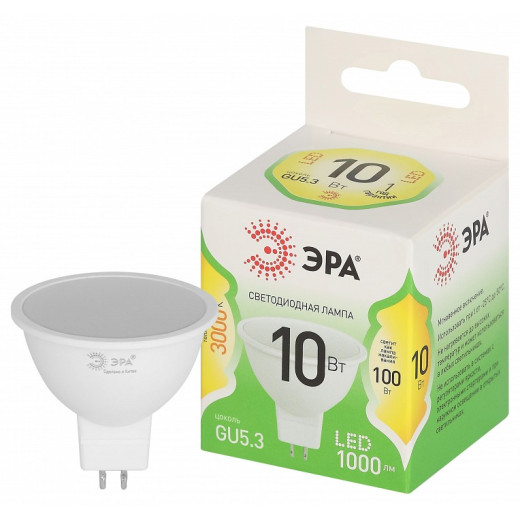 Лампа светодиодная Эра Green Line GU5.3 10Вт 3000K LED MR16-10W-830-GU5.3 GL