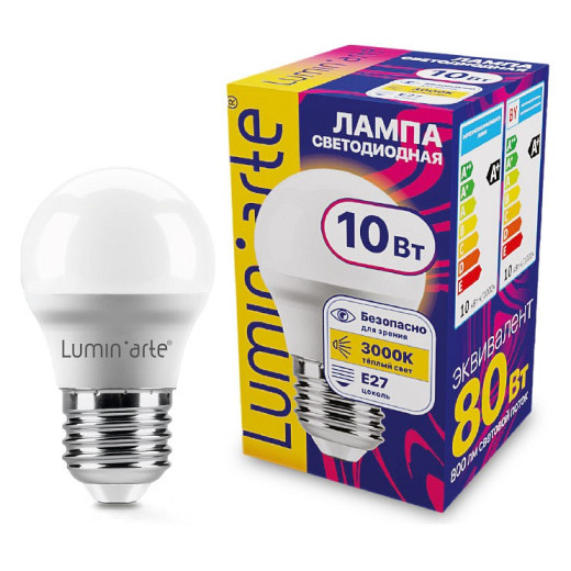 Лампа светодиодная Luminarte  E27 10Вт 3000K LSTD-G45-10W3KE27