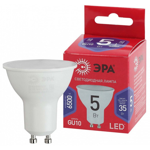 Лампа светодиодная Эра  GU10 5Вт 6500K LED MR16-5W-865-GU10 R