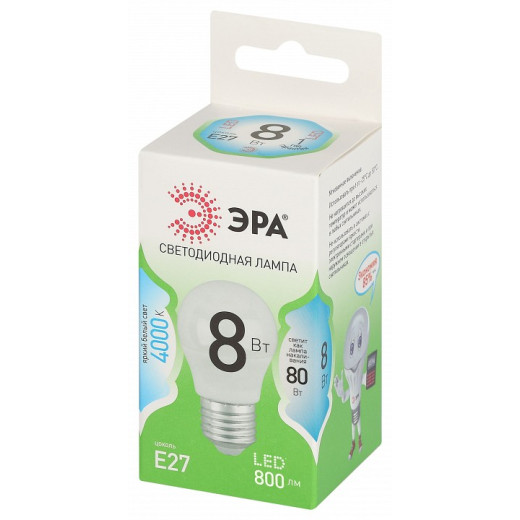 Лампа светодиодная Эра Green Line E27 8Вт 4000K LED P45-8W-840-E27 GL