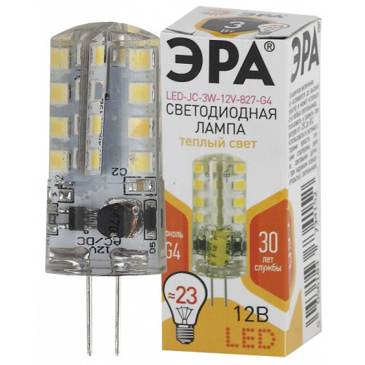 Лампа светодиодная Эра Стандарт G4 3Вт 2700K LED JC-3W-12V-827-G4