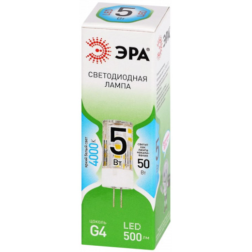 Лампа светодиодная Эра Green Line G4 5Вт 4000K LED G4-JC-5W-840-12V GL