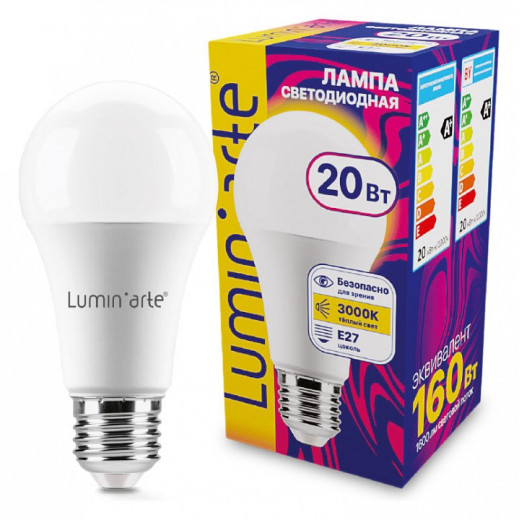 Лампа светодиодная Luminarte  E27 20Вт 3000K LSTD-A60-20W3KE27