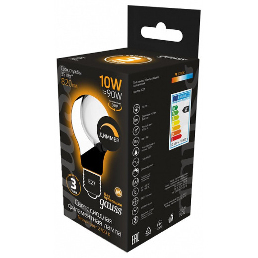 Лампа светодиодная Gauss 1022 E27 10Вт 2700K 102202110-D