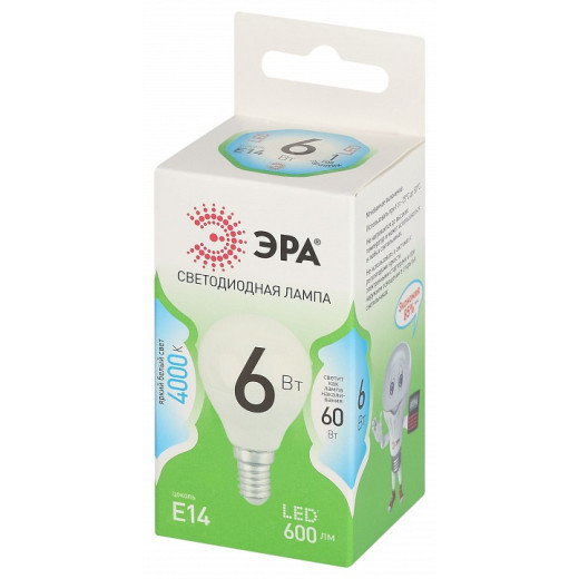 Лампа светодиодная Эра Green Line E14 6Вт 4000K LED P45-6W-840-E14 GL