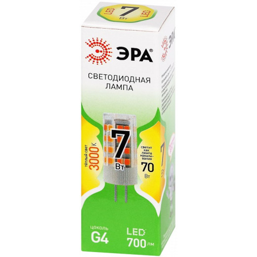 Лампа светодиодная Эра Green Line G4 7Вт 3000K LED G4-JC-7W-830-12V GL
