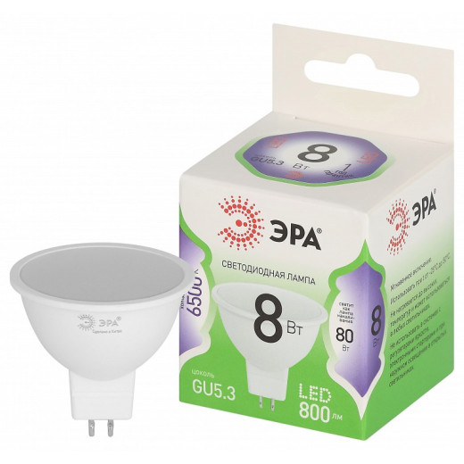 Лампа светодиодная Эра Green Line GU5.3 8Вт 6500K LED MR16-8W-865-GU5.3 GL