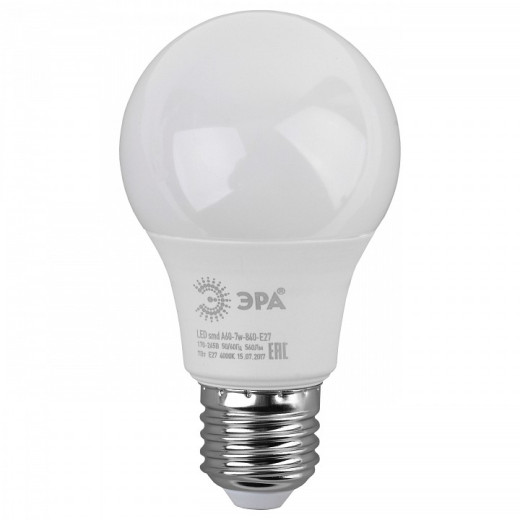 Лампа светодиодная Эра Стандарт E27 7Вт 4000K LED A60-7W-840-E27