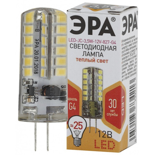 Лампа светодиодная Эра Стандарт G4 3.5Вт 2700K LED JC-3,5W-12V-827-G4
