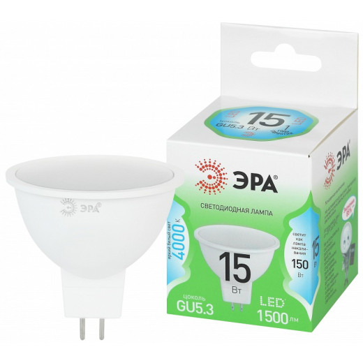 Лампа светодиодная Эра  GU5.3 15Вт 4000K LED MR16-15W-840-GU5.3 GL