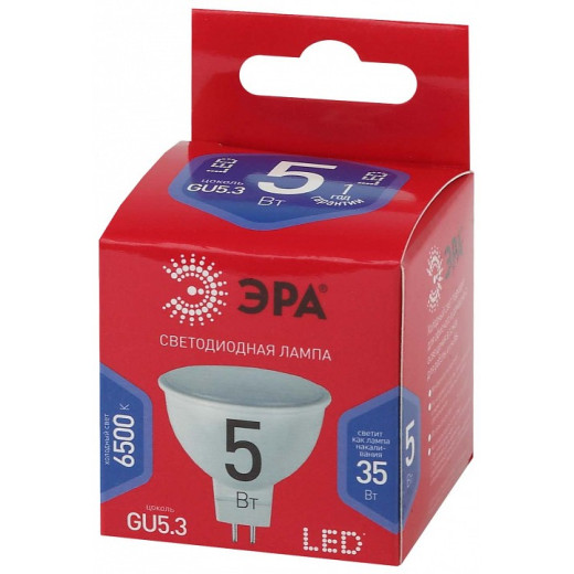 Лампа светодиодная Эра  GU5.3 5Вт 6500K LED MR16-5W-865-GU5.3 R