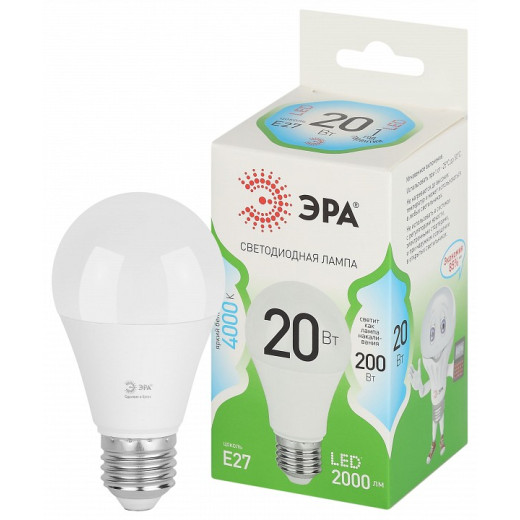 Лампа светодиодная Эра Green Line E27 20Вт 4000K LED A60-20W-840-E27 GL