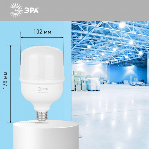Лампа светодиодная Эра  E27, E40 40Вт 6500K LED POWER T100-40W-6500-E27/E40 R