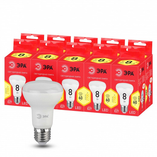 Лампа светодиодная Эра  E27 8Вт 2700K LED R63-8W-827-E27 R